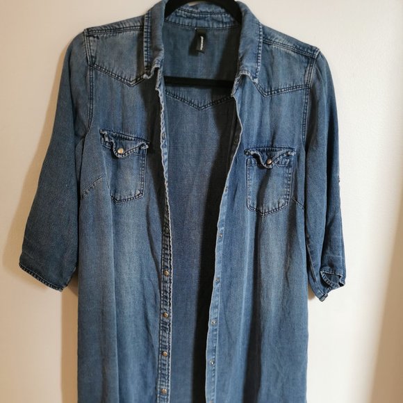Long Denim-style Top/Dress - Picture 1 of 3